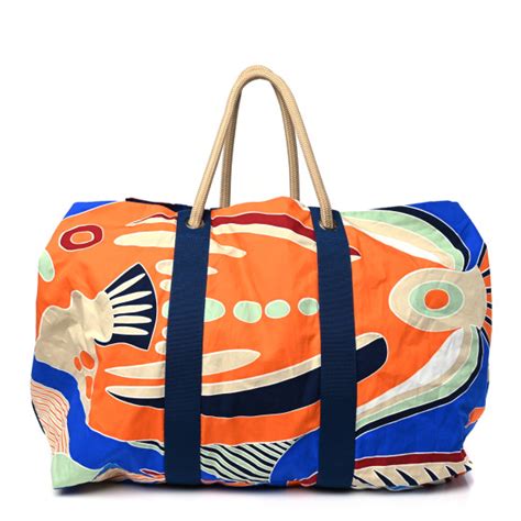 HERMES Cotton Canvas Traffic Jam Beach Bag 